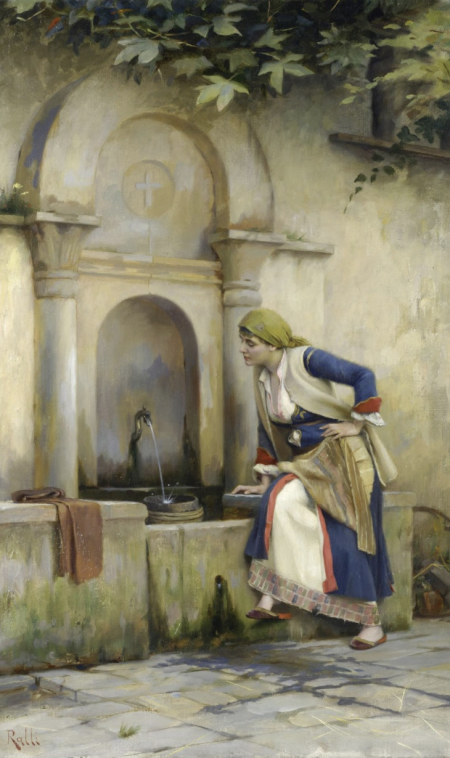 Θόδωρος Ράλλης, Γυναίκα στη βρύση, π. 1908-1909, λάδι σε μουσαμά , 61 x 38 εκ., ΕΠΜΑΣ